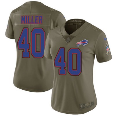 Nike Buffalo Bills #40 Von Miller Olive Women's Stitched NFL Limited 2017 Salute To Service Jersey